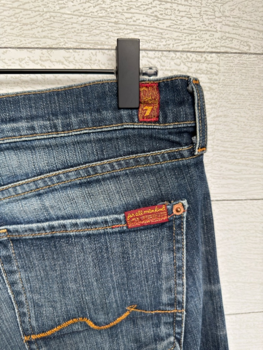 7 For All Mankind 7FAM Mens Bootcut Jeans Y2K Medium Wash Faded Denim Size 34 - Picture 7 of 13